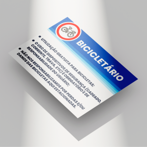 Placa Bicicletário PVC 2mm 30X20CM 4x0 Fita dupla face