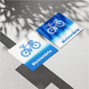 Placa Bicicletário Pictograma PVC 2mm 20X20CM 4x0 Fita dupla face Impressão direta