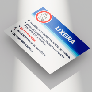 Placa Lixeira PVC 2mm 30X20CM 4x0 Fita dupla face